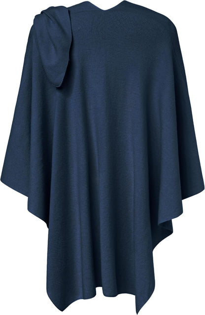 PULI Womens Large Cross Front Poncho Sweater Wrap Topper Knitted Elegant Shawls Cape for Fall Winter