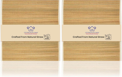 LFH Home Handmade Straw Yoga Mat For Exercise, Workout, Fitness - Perfect Heavy Quality Eco Friendly Natural Straw Reversible Yoga Mat for Men & Women - 72x24 Inch