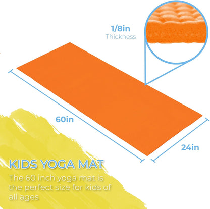 Kids Yoga Mats, 60" x 24" Exercise Mats, 4mm Non Slip Yoga Mat for Boys and Girls, Easy to Clean Kid's Workout Mat, 10 Pack