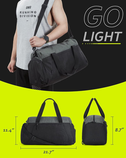 BAGSMART Gym Bags for Men Women, Foldable Travel Duffle Bag, Lightweight Weekender Duffel Bag With Shoe Compartment, Water Resistant Workout Duffle Sports Bag for Travel Yoga, Army Green