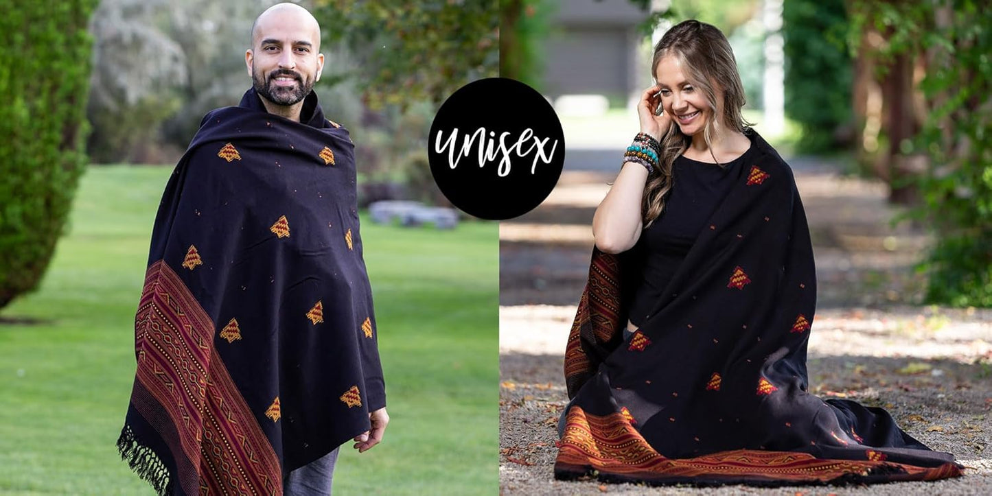 Exotic Vegan Meditation Shawl - Large Unisex Prayer Wrap, Oversize Scarf & Versatile Indian Style Blanket