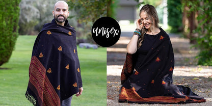 Exotic Vegan Meditation Shawl - Large Unisex Prayer Wrap, Oversize Scarf & Versatile Indian Style Blanket