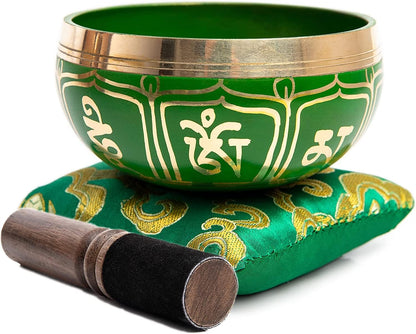 Tibetan Singing Bowl Set - Authentic Handcrafted Mindfulness Meditation Holistic Sound 7 Chakra Healing by Himalayan Bazaar (Turquoise)