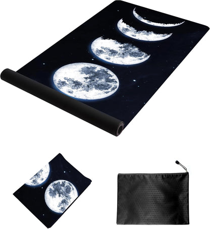 nuveti Printed Travel Yoga Mat-1/16 Inch Thick Non Slip Fitness Workout Mat with Carrying Bag, Foldable Lightweight Suede & Natural Rubber Yoga Mat for Yoga Pilates and Fitness 72" L x 24" W x 1.5mm