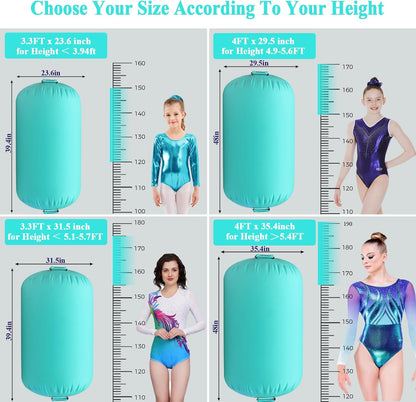 CZGBRO Gymnastics Barrel Air Roller with Pump, Inflatable Tumbling Equipment Air Mat Octagon Mat for Backhandspring Training Cheerleading Home Use