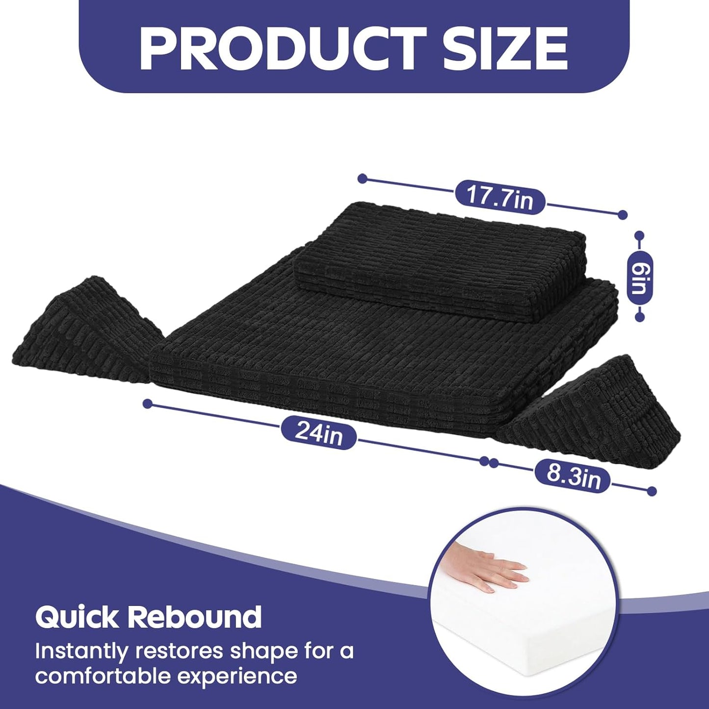 Meditation Cushion Set, Meditation Pillow for Sitting on Floor, Large Yoga Pillow with Knee Support, Washable Zafu Meditation Mat, 3 Shapes Floor Pillow for Adults, Dark Grey