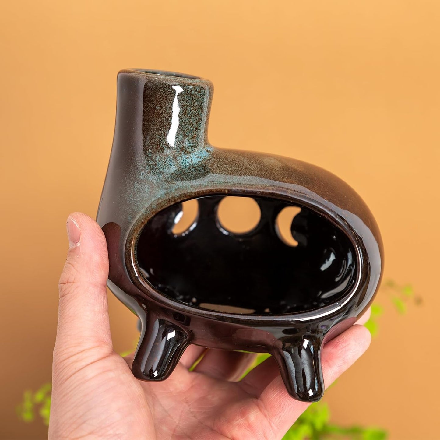 MOUGIGI Terracotta Palo Santo Holder - Modern Chiminea Incense Burner for Yoga, Meditation, and Energy Cleansing - Wood Sticks Dish, Sage Ash Catcher, Smudge Bowl, Cone Burner - Unique Meditation Gift