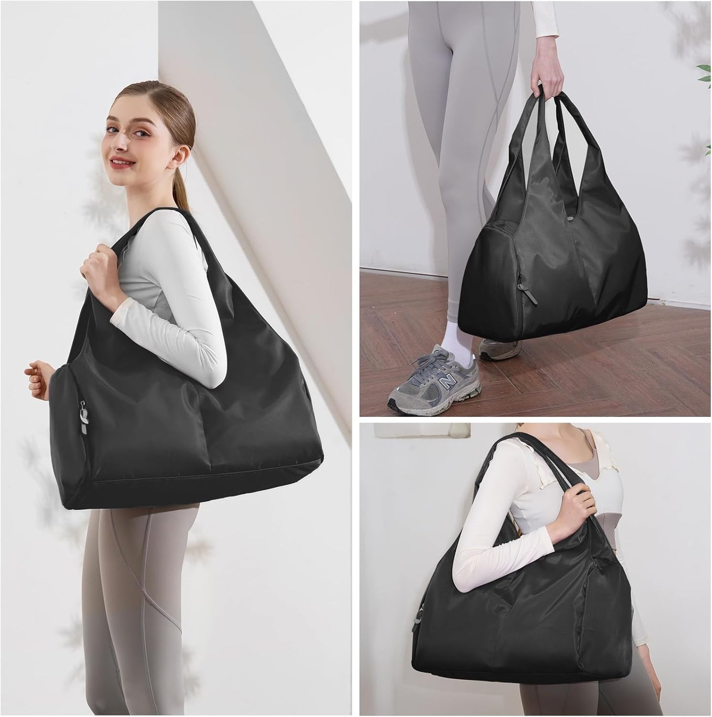 forestfish Yoga Gym Bag for Women with Shoes Compartment & Wet Dry Storage Pockets Lightweight Duffel Bag, Beige