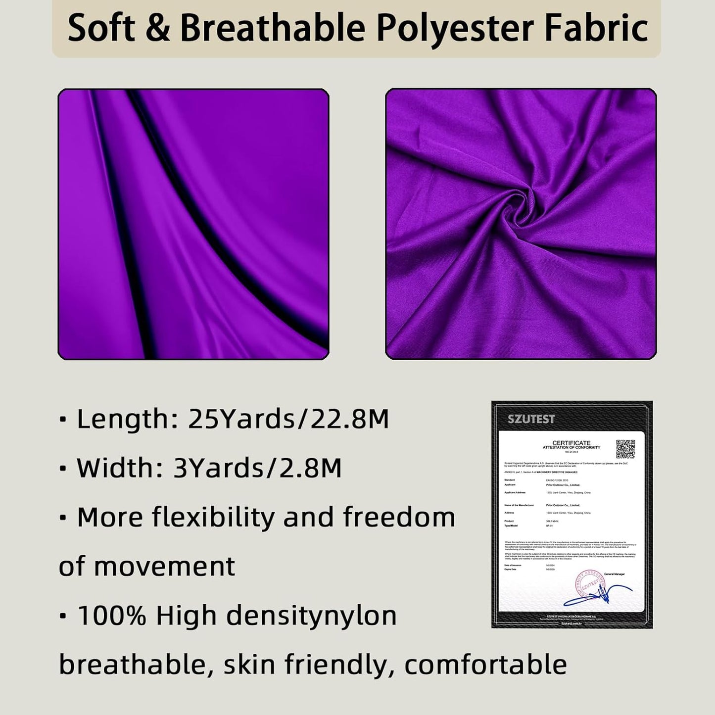 Aerial Silk (15/25 Yards), Premium Aerial Yoga Silks Fabric Perfect for Indoor/Outdoor Aerial Performances and Training (Only Fabric)