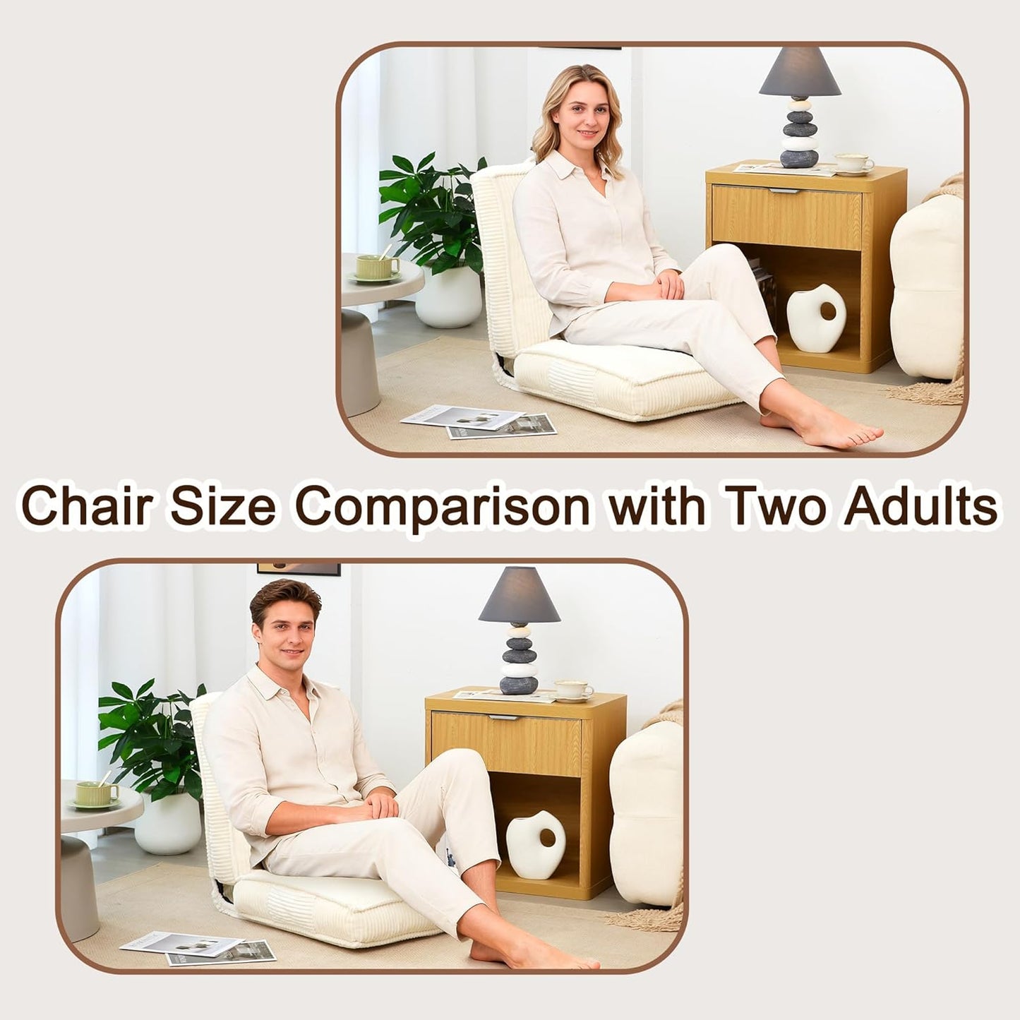 Adjustable Floor Chair with Back Support, 6-Position, Folding Japanese Meditation Tatami Chair, Comfy Gaming Chairs for Adults, Accent Sofa Reading Chairs, Living Room, Bedroom, Coffee