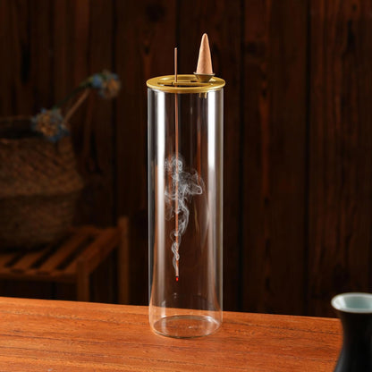 Ceremony Incense Holder, Wooden Incense Holder for Sticks with Glass Ash Catcher, Anti-ash Incense Burner with 20 Incense Sticks and a Ash Brush for Meditation Yoga Spa Room Decor