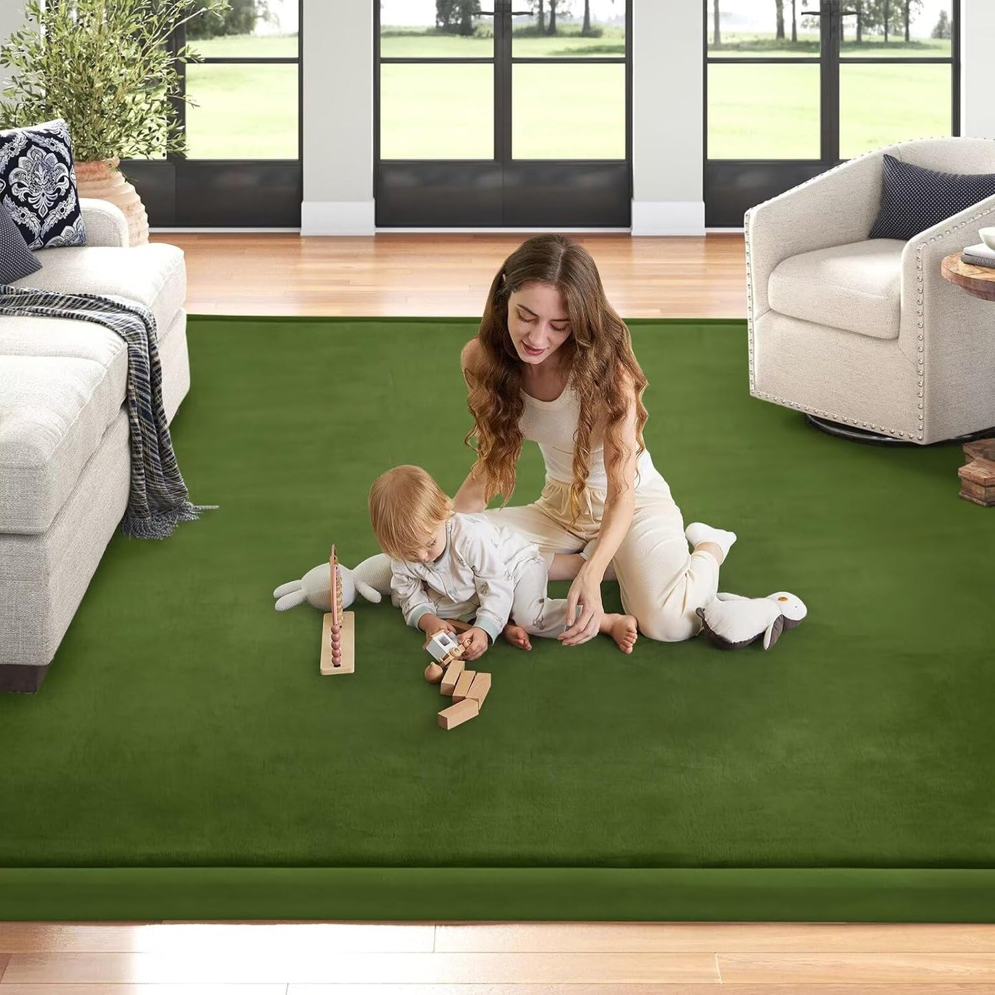 Baby Play Mat for Floor Nursery Rug Muscle Mat Area Rug Playroom Rug 79"x110" Playpen Mat Memory Foam 1.3" Thick Crawling Mat For Babies,Toddlers, Infants, Kids,Grey