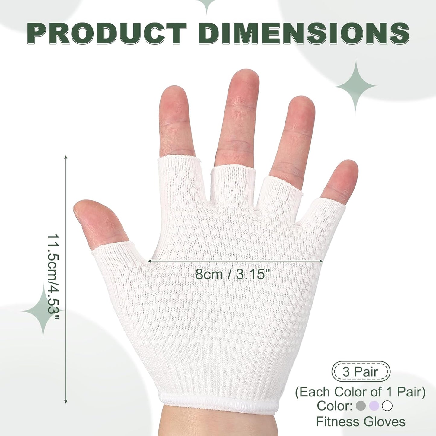 Yoga Gloves, Non Slip Fingerless Pilates Gloves Breathable Exercise Workout Mittens