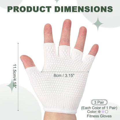 Yoga Gloves, Non Slip Fingerless Pilates Gloves Breathable Exercise Workout Mittens