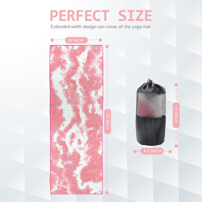 Eunzel Yoga Towel,Hot Yoga Mat Towel with Grip Dots Sweat Absorbent Non-Slip for Hot Yoga, Pilates and Workout 24" x72", Purple & Blue