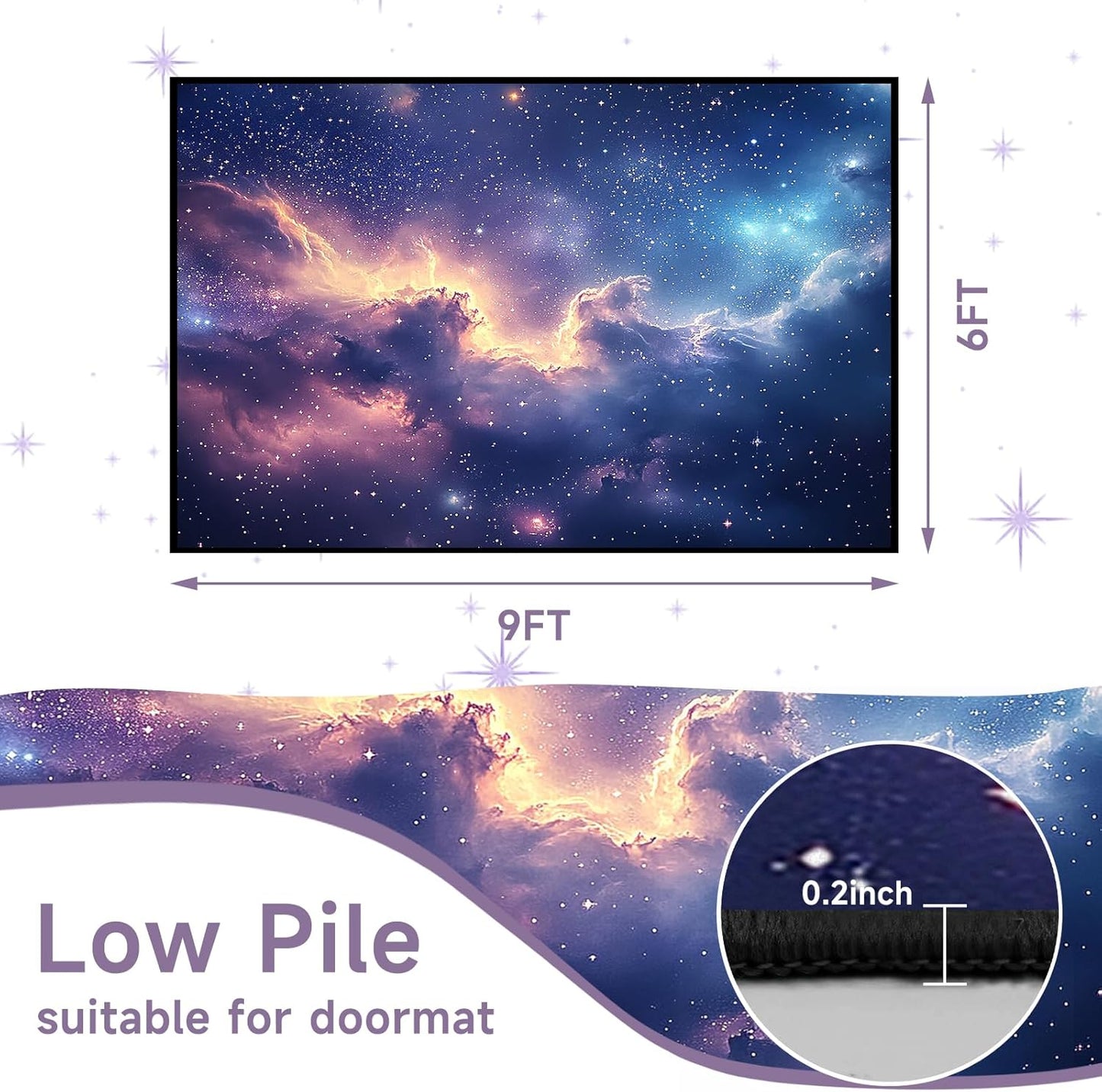 5'x7' Galaxy Rug Bedroom Living Room Gaming Area Rugs Nebula Throw Rugs Yoga Floor Mat Carpet,63"x83"