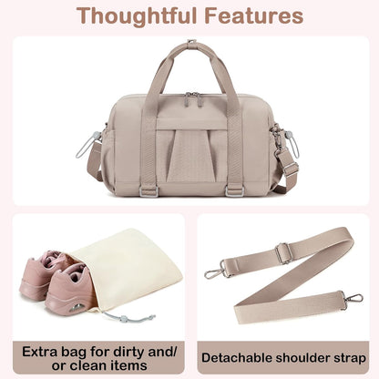 LEDAOU Small Gym Bag for Women, Mini Duffle Bag with Yoga Mat Holder Lightweight Carry On Sports Bag with Separate Shoe Pocket and Wet Pocket Duffel Bags Dance Yoga Workout Bag (Pink)