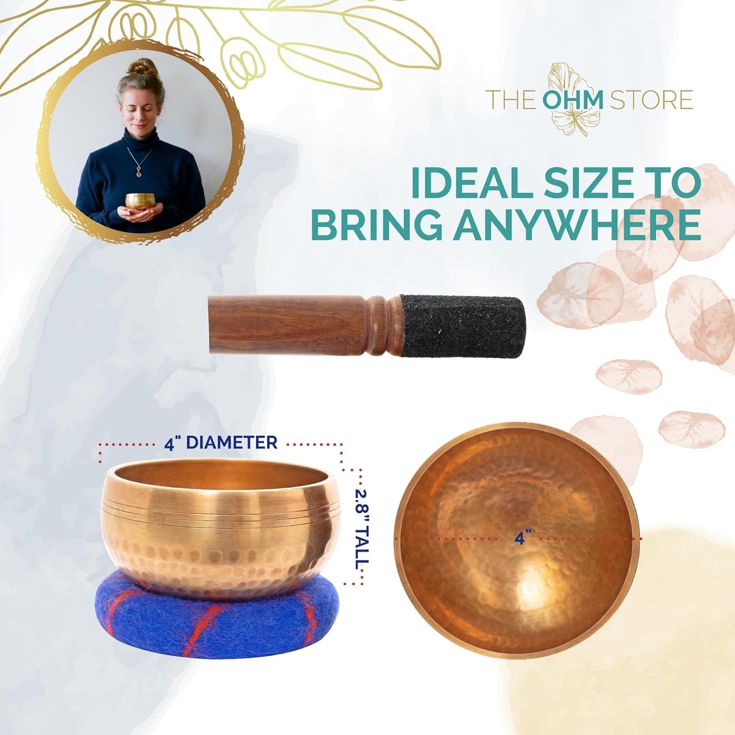Handcrafted Tibetan Singing Bowl Set – 3.5” Sound Bowl for Meditation, Sound Healing & Yoga – Healing Instrument with Wooden Striker & Cushion – Authentic Hand-Hammered in Nepal