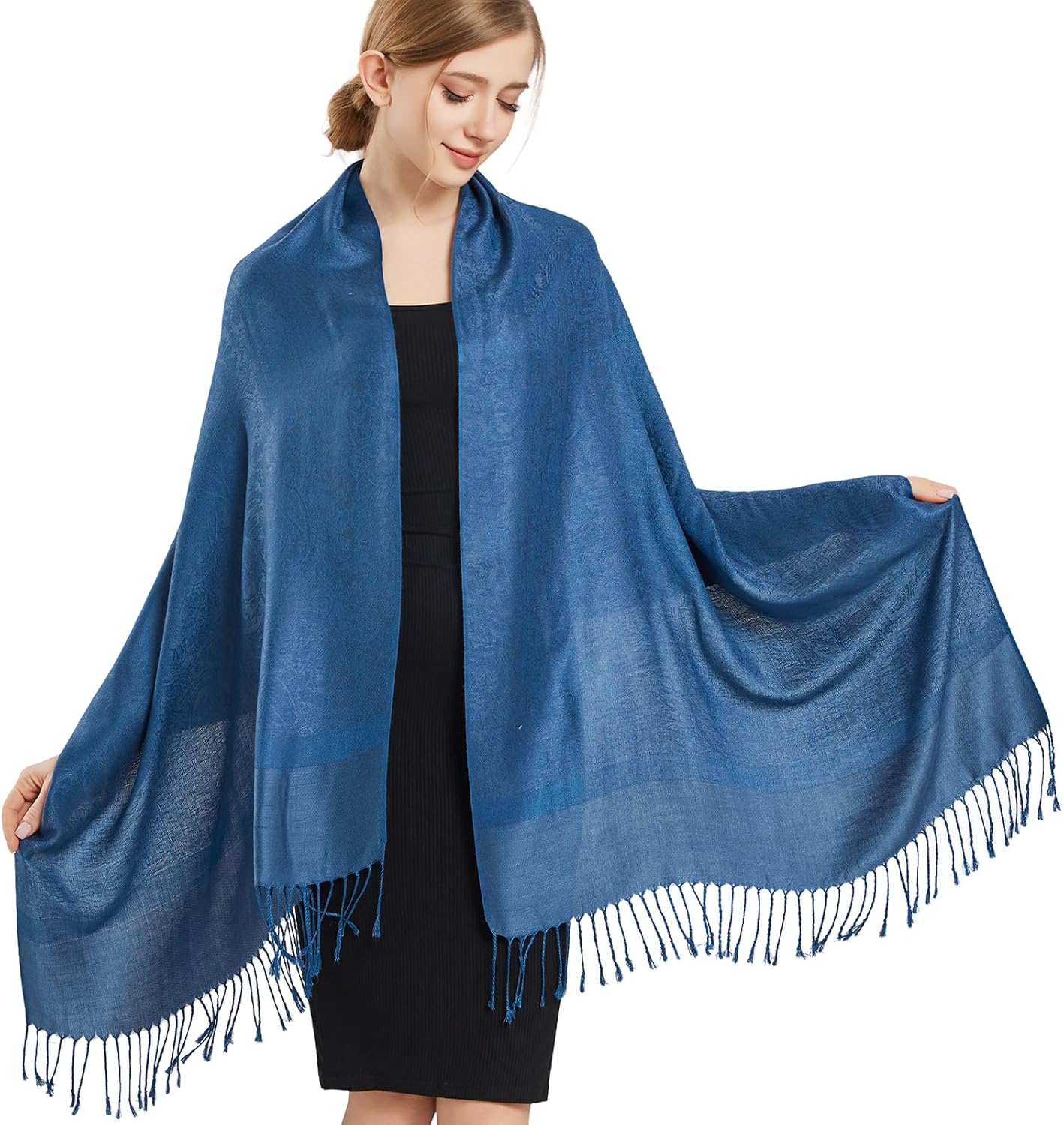vimate Silky Paisley Pashmina Shawl Scarf-Women's Soft Double-side Jacquard Pashminas Wrap for Evening Dress Travel Shawl