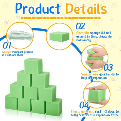 Treela Foam Pit Blocks, Foam Gym Cubes, 4 x 4 x 4 in Protective Trampoline Padding for Gymnastics, Parkour Courses, Trampoline Arenas, BMX
