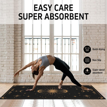Hot Yoga Mat Towel with Corner Pockets Yoga Towels for Hot Yoga Non Slip with Travel Bag Sweat Absorbent Yoga Blankets Mat Cover for Workout Gym 70"x26" (Mountain-01, 70x26)