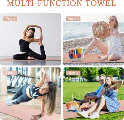 Hot Yoga Towel with Grip Dot, Non Slip Sweat Absorbent Microfiber Yoga Mat Towels for Hot Yoga, Pilates, Fitness and Workout 72inch x 24inch