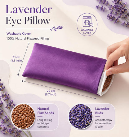 Lavender Eye Pillow for Relaxation, Yoga, Sleeping, Weighted Eye Mask Heated for Headache, Sinus, Dry Eye Relief, Moist Heat Eyes Compress, Meditation Accessories with Aromatherapy, Pack of 4
