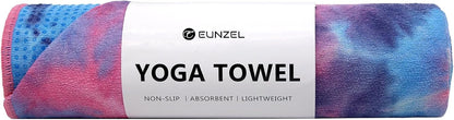 Eunzel Hot Yoga Towel - Microfiber Non Slip Yoga Mat Towel with Grip Dot Sweat Absorbent Towel for Hot Yoga, Pilates and Fitness 72" x 24", Dark Cyan/Orange