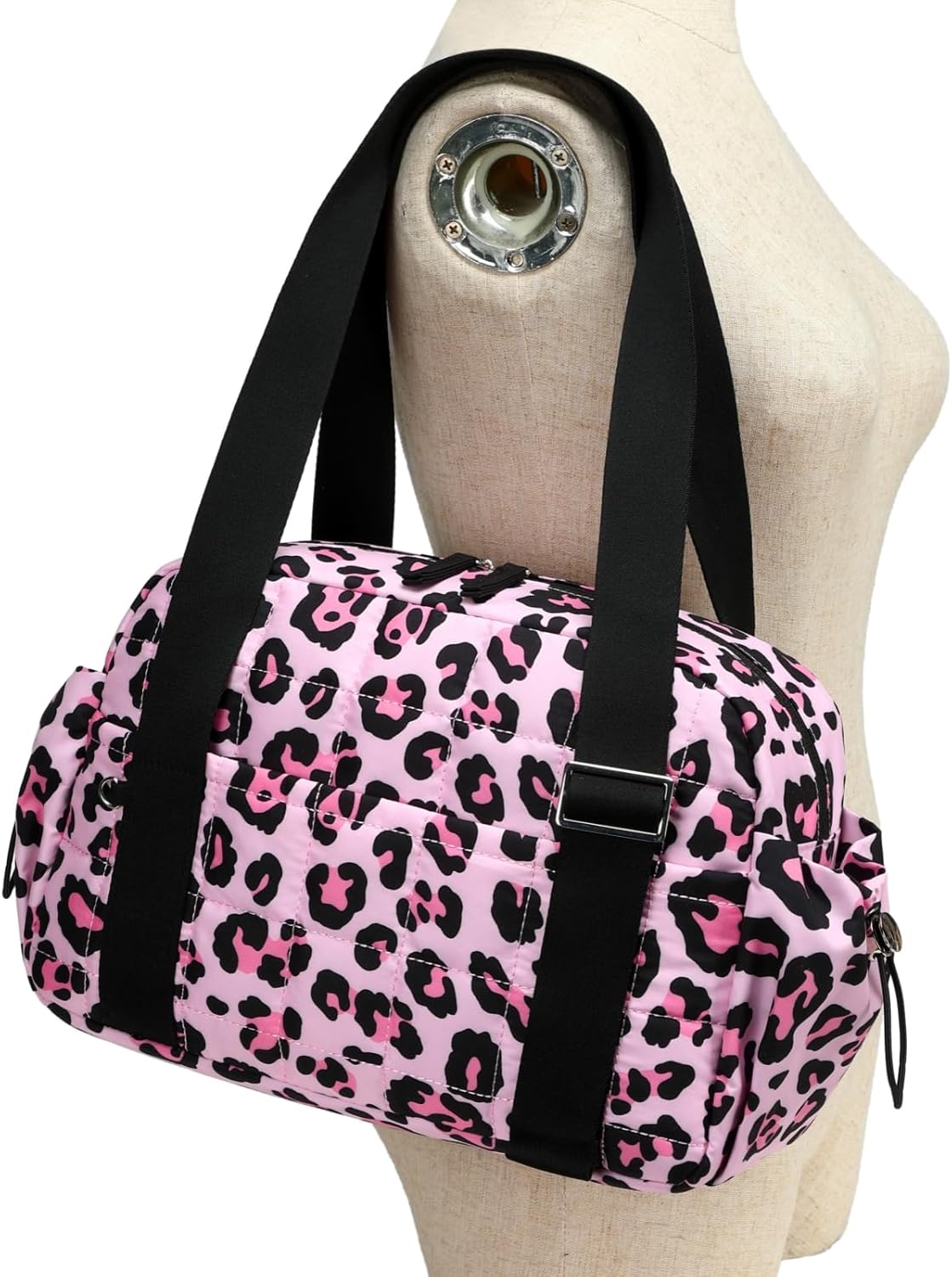 CAMTOP Mini Gym Bag for Women, Small Gym Tote Bag Puffy Quilted Sports Duffel Bag with Wet Compartment and Coin Purse Duffel Bags Dance Yoga Workout Bag for Gifts (All Black, Mini-12.6")