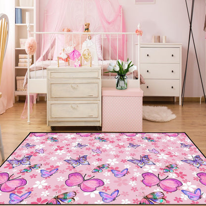 Black Girl Area Rug for Bedroom African Black Girls Floor Rugs for Living Room Playroom Cartoon Art Home Decor Soft Yoga Mats for Women Afro Purple 47" x 31" (2.7 x 3 Feet)
