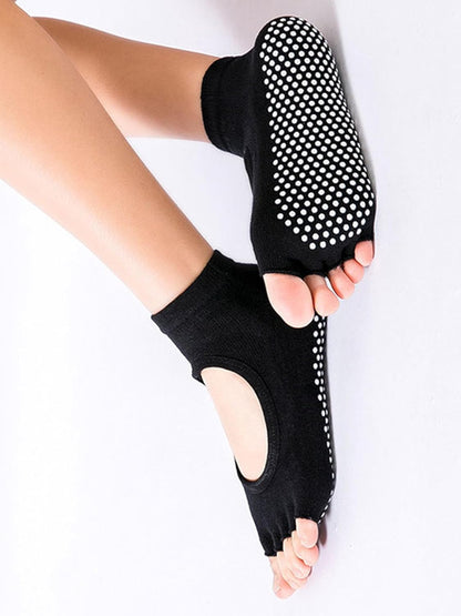 1/2 Pairs Pilates Socks with Grips for Women Non Slip Yoga Barre Grippy Gripper Socks Woman Toe Socks Size 5.5-8.5