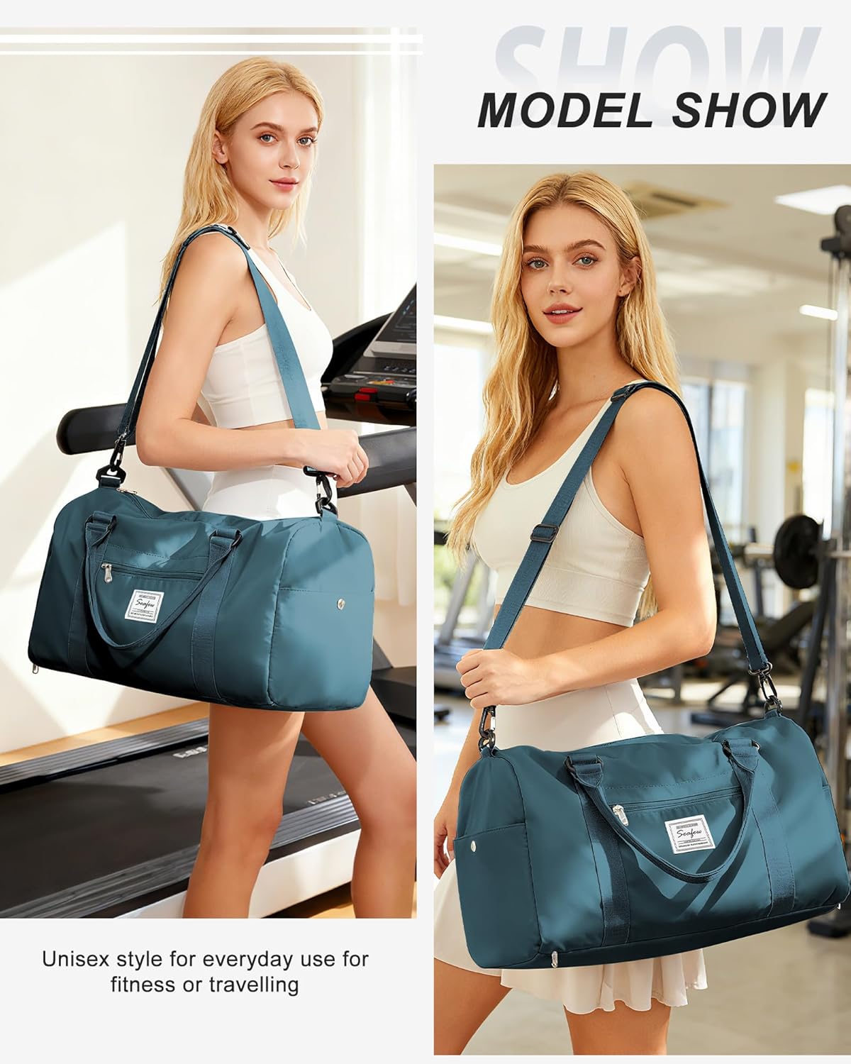 Gym Bag Womens Mens with Shoes Compartment and Wet Pocket Travel Duffel Bag for Women for Plane Sport Gym Tote Bags Swimming Yoga Waterproof Weekend Overnight Carry on Bag Hospital Holdalls - Colors C
