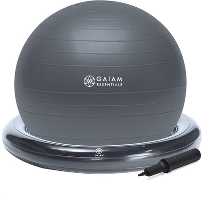 Balance Ball & Base Kit, Yoga Ball Chair, Exercise Ball with Inflatable Ring Base for Home or Office Desk, Includes Air Pump