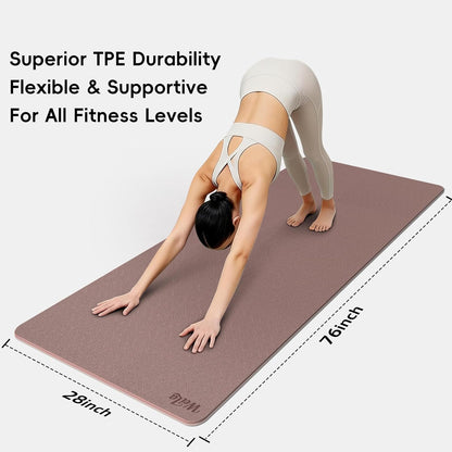 WEILA Extra Thick 10mm Yoga Mat - Non-Slip TPE Fitness Mat for Yoga, Pilates & Workout, 76"x28" Large Dual-Color with Carry Strap for Travel, Gym, Home