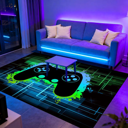 Video Game Rug - Gaming Themed Rug Gamepad Controller Area Rugs for Bedroom Gaming Carpet for Boys Game Carpet for Playrooms Bedroom Doormat Yoga Mats