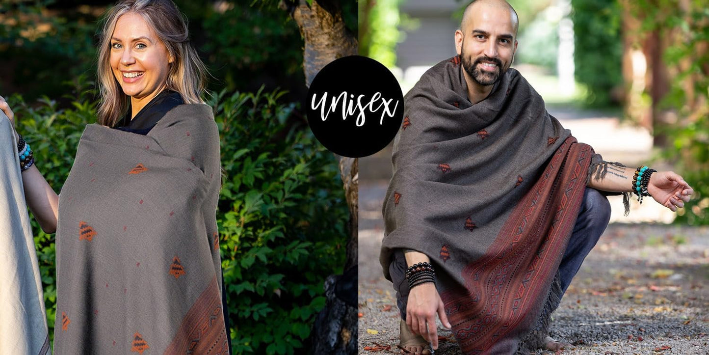 Exotic Vegan Meditation Shawl - Large Unisex Prayer Wrap, Oversize Scarf & Versatile Indian Style Blanket