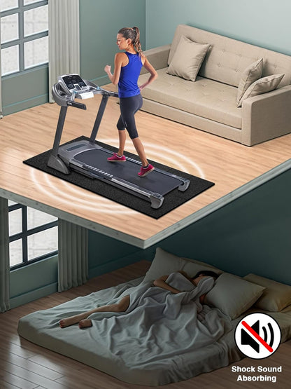 Treadmill Mat,70"x32",6mm Thickness Foldable Exercise Equipment Mat for Carpet Hardwood Floors, Compatible with Walking Pad,Spin Bike,Elliptical Trainer,Rowing Machine