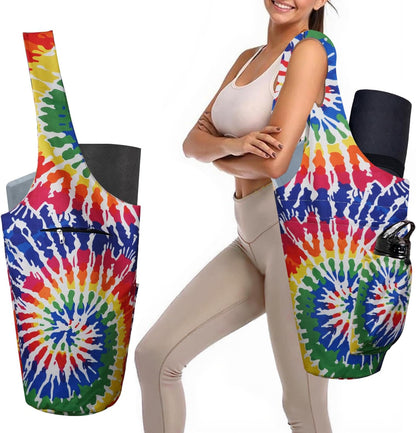 Yoga Mat Bag Carrier for Women Workout Large Waterproof with Zipper Pocket, Keychain and Wide Shoulder Straps