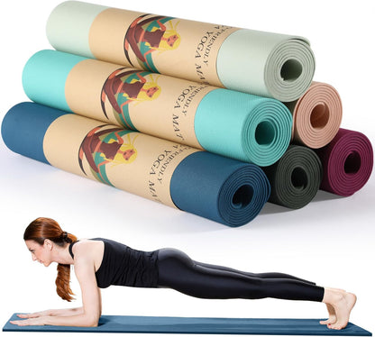 Timgle 6 Pack Yoga Mats Bulk 68 x 24 Inches Non Slip Exercise Yoga Mat 4 mm Thick Anti Slip Tear Resistant Sports Gym for Fitness Stretching Home Workout and Studio