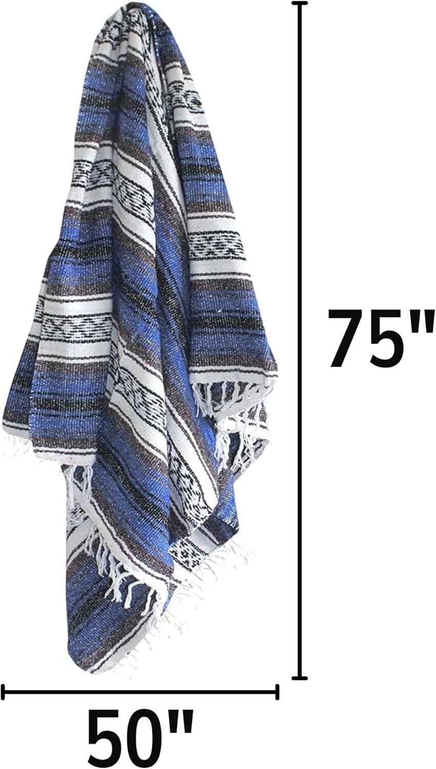 Del Mex Classic Mexican Blanket, Large Authentic Woven Falsa Throw (70"x50"), Artisan Southwest Décor for Beach, Yoga, Outdoors (Lavender)