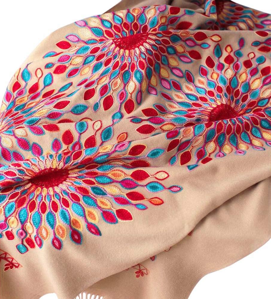 Urban CoCo Women's Embroidered Oversize Tassel Shawl Scarf Wraps for Women