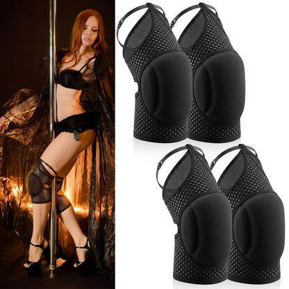 Seenelling 2 Pairs Medium Pole Dance Knee Pads for Women Protective Non-slip Knee Pads for Ballet Modern Floor Dance and Indoor Sports Yoga Volleyball Figure Skating