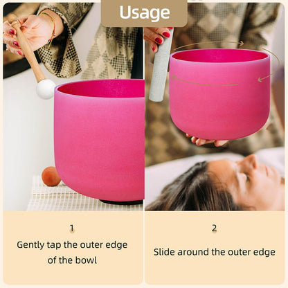8 inch White C Note Root Chakra Quartz Crystal Singing Bowl, for Healing Mindfulness Meditation Yoga Sound Baths, with Rubber Mallet O-ring