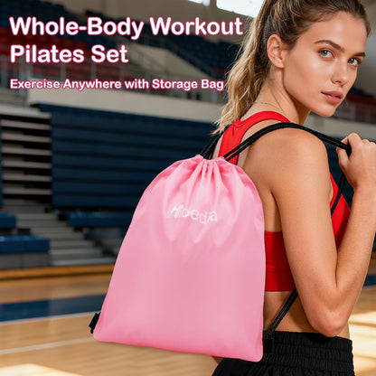 Hoedia 17 PCS Pilates Kit for Women, Pilates Equipment Ring and Ball Set with Resistance Bands, Yoga Strap, Core Sliders, Socks, Bag & Guide for Starter Home Workout Fitness Gym Essentials