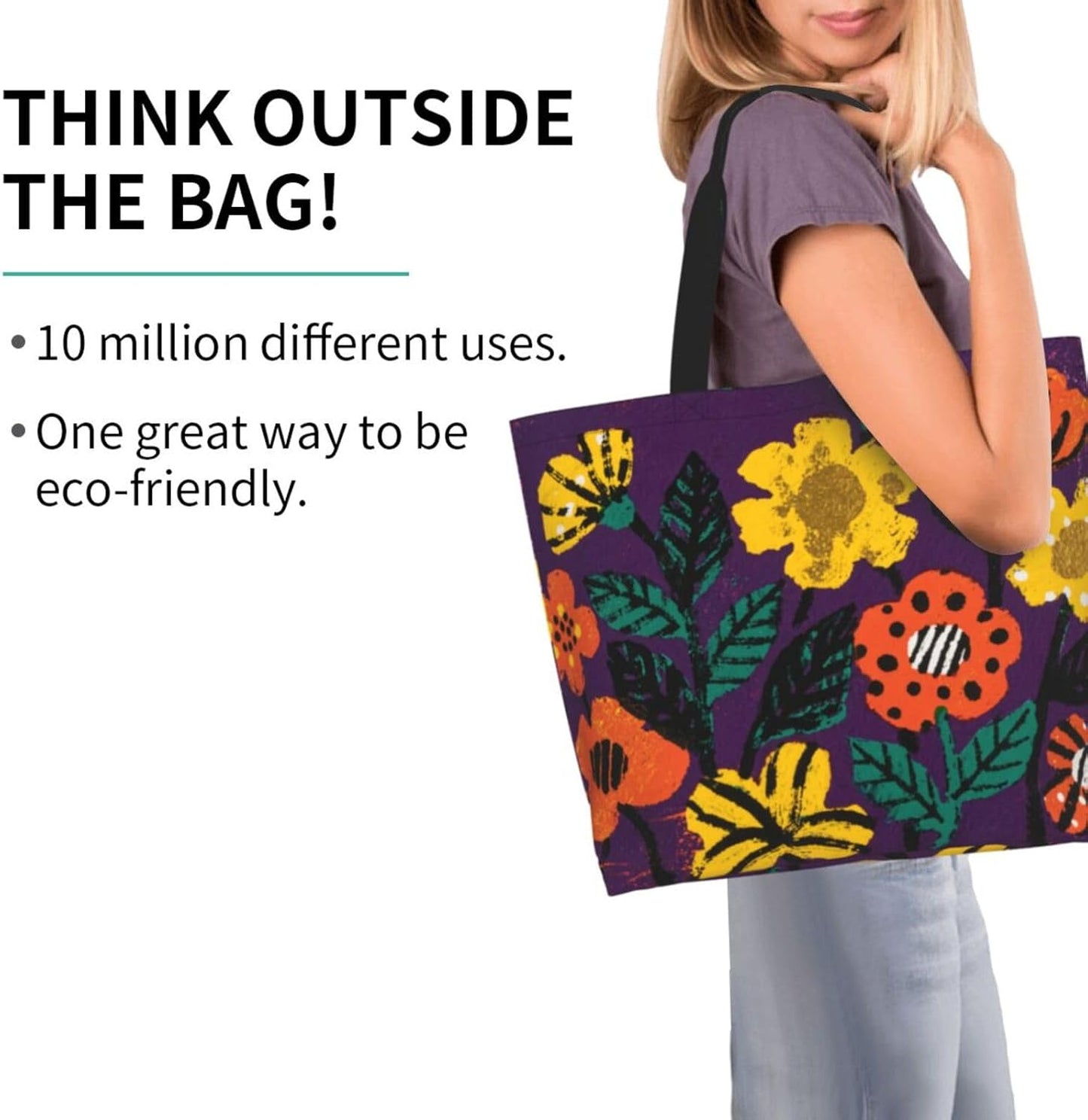 Tote Shoulder Bag Large Durable Reusable Eco-friendly Handbag Lightweight Stylish for Daily Use-19.7x15.7x5.9 Inch - Colors B
