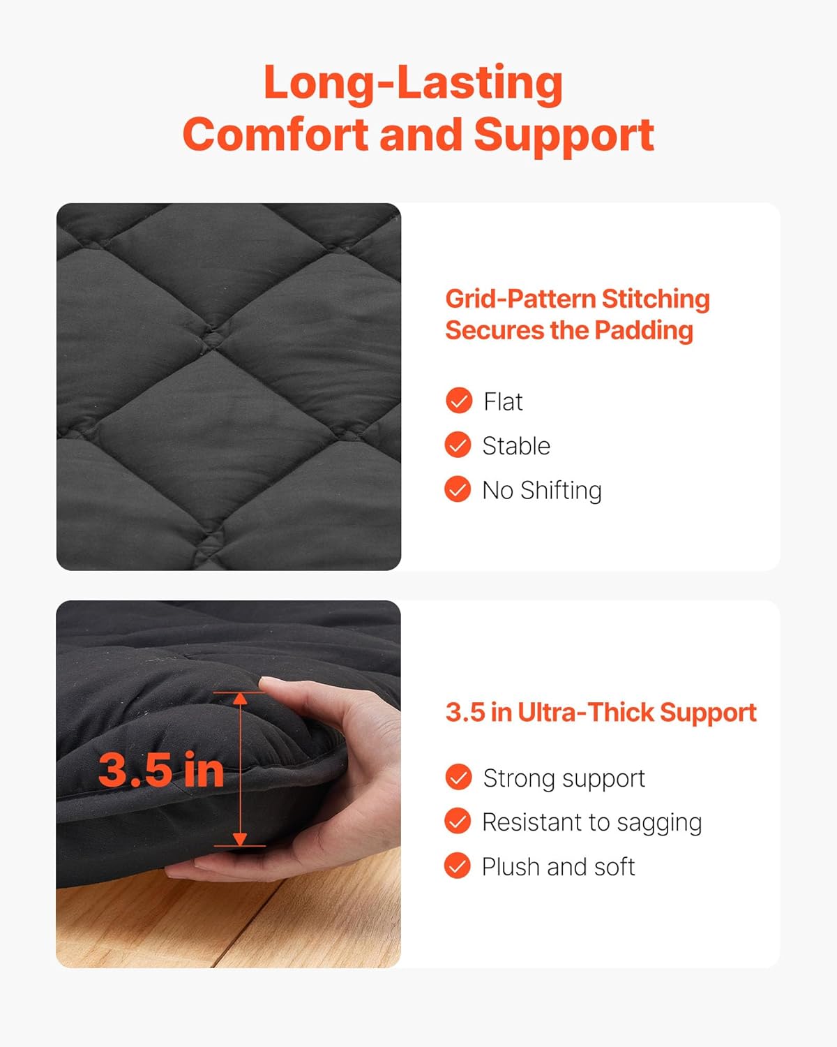 VEVOR Japanese Floor Mattress, Futon Mattress, 100% High Density Comfortable Foam, Foldable Tatami Mat with Storage Bag, Sleeping Pad for Camping Dormitory Yoga