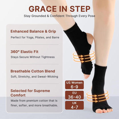 Pilates Socks for Women Grip Yoga Non Slip Socks for Barre Dance Workout Hospital