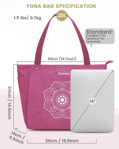 Gonex Yoga Mat Bag, Yoga Gym Bag Tote Bag with Multi Pockets For Women Men, Canvas Yoga Mat Carrier Take in Out Mat Easily For Pilates Travel Workout Office