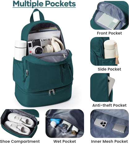 Gym Backpack for Women Men, Dance Backpacks With Shoe Compartment, Sports Back pack For Yoga Fitness Beach Hiking Sports(Green)