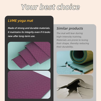 Yoga Mat Non Slip, Anti-Tear 1/4" & 2/5" Thick TPE Yoga Mats for Women and Men, a stylish and practical dual-tone yoga mat.72"x24" Exercise & Fitness Mat with Carrying Strap, Workout Mats for Yoga, Pilates and Floor Exercise